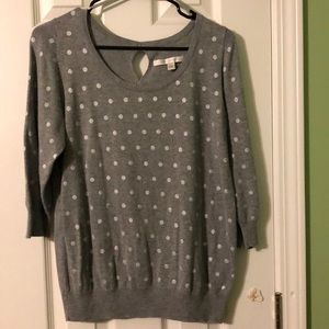 LC Lauren Conrad Grey and Silver Polka Dot Sweater